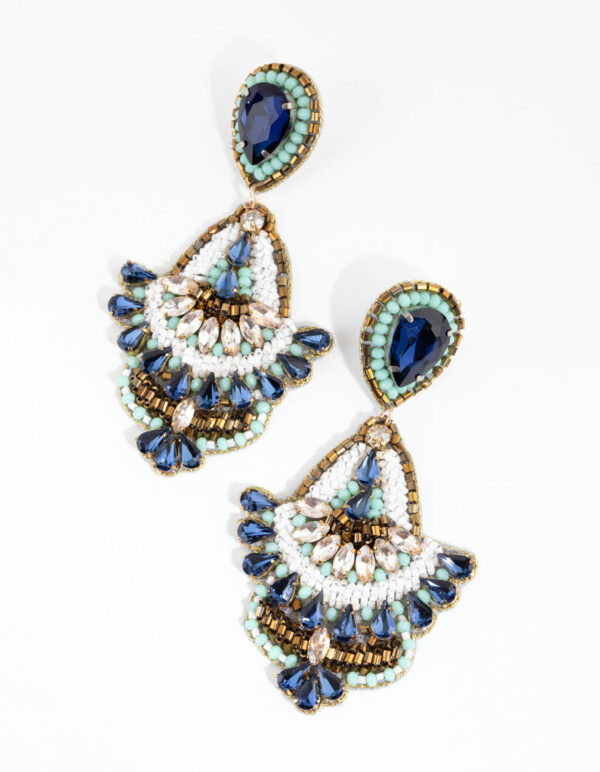 Green Beaded Chandelier Earrings
